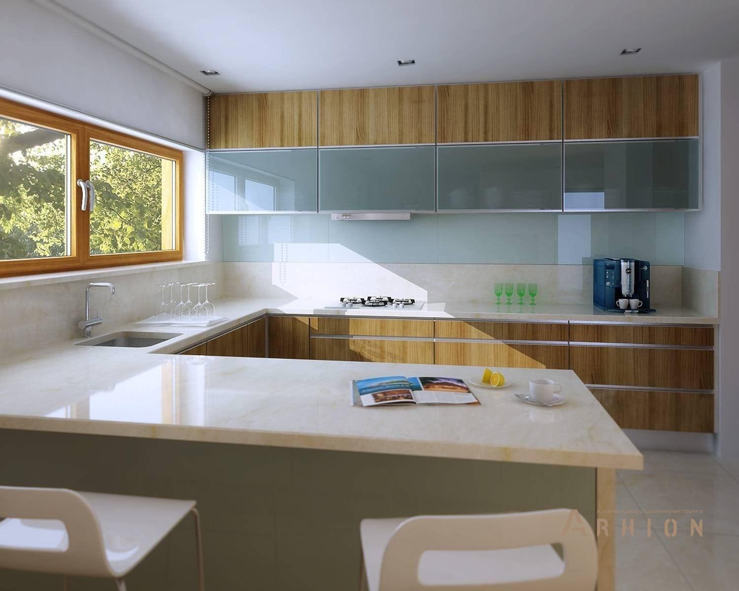 7. Проект одноэтажного дома в современном стиле с плоской кровлей , BY-3, площадью - 164 кв c мансардой, гаражом